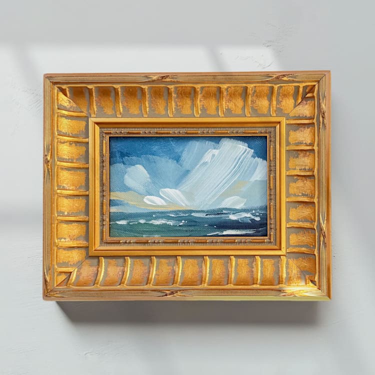 "Long Island Sound" - Original Painting in blue by Green Barn Studio