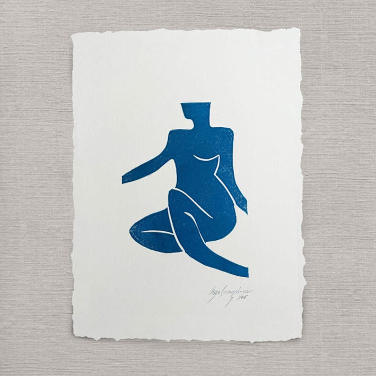 "Lady in Blue" - Original Painting in blue by Maja Cunningham