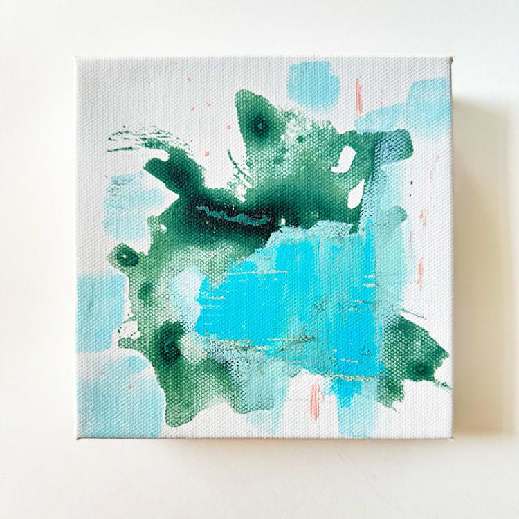 "Newport Abstract in Blue and Green" - Original Painting in blue by Green Barn Studio