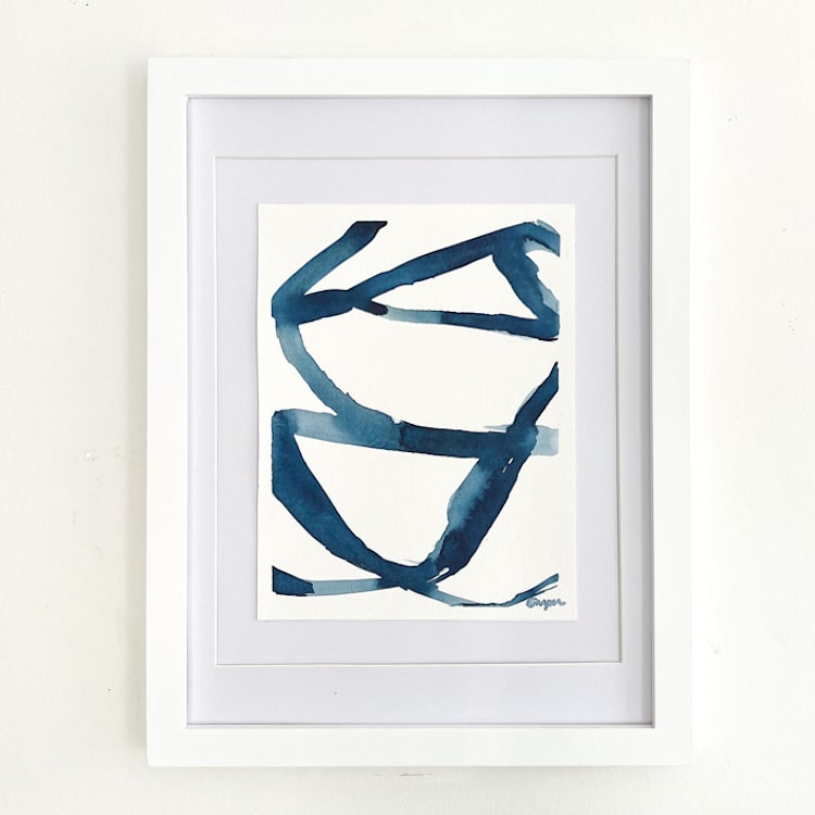 "Small Blue Plant Cell" - Original Painting in blue by Mary Gaspar
