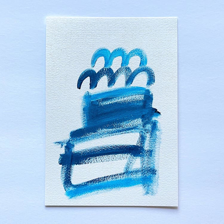 "Violet" - Original Painting in blue by bari wieselman schulman