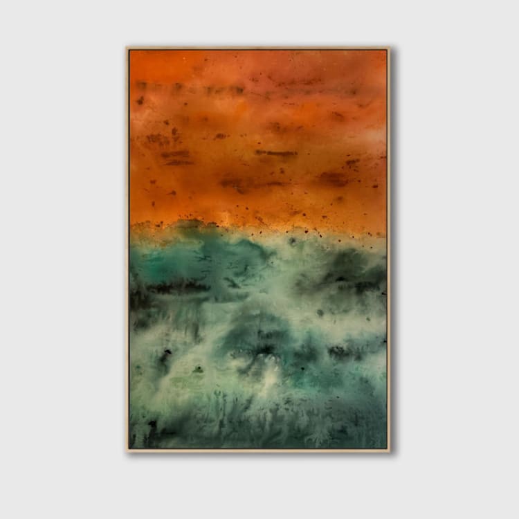 "A Quiet Trace" - Original Painting in green by Karine Tonial Grimm