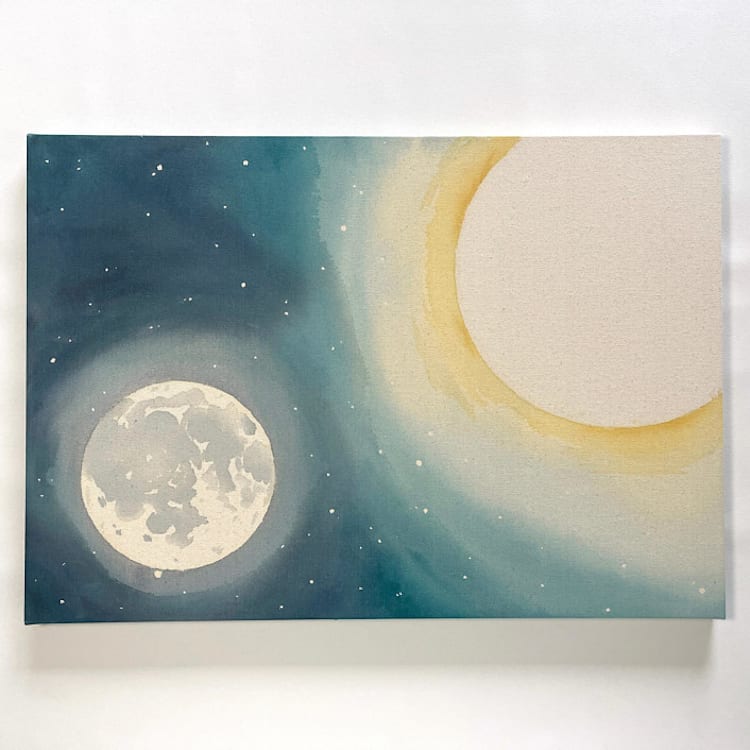 "Night Reflection" - Original Painting in blue by Holly Whitcomb