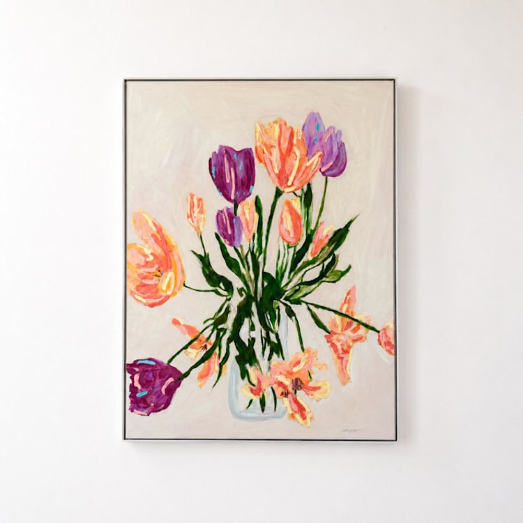 "Tulips for my Tulip" - Original Painting in beige by Kathryn Kelly