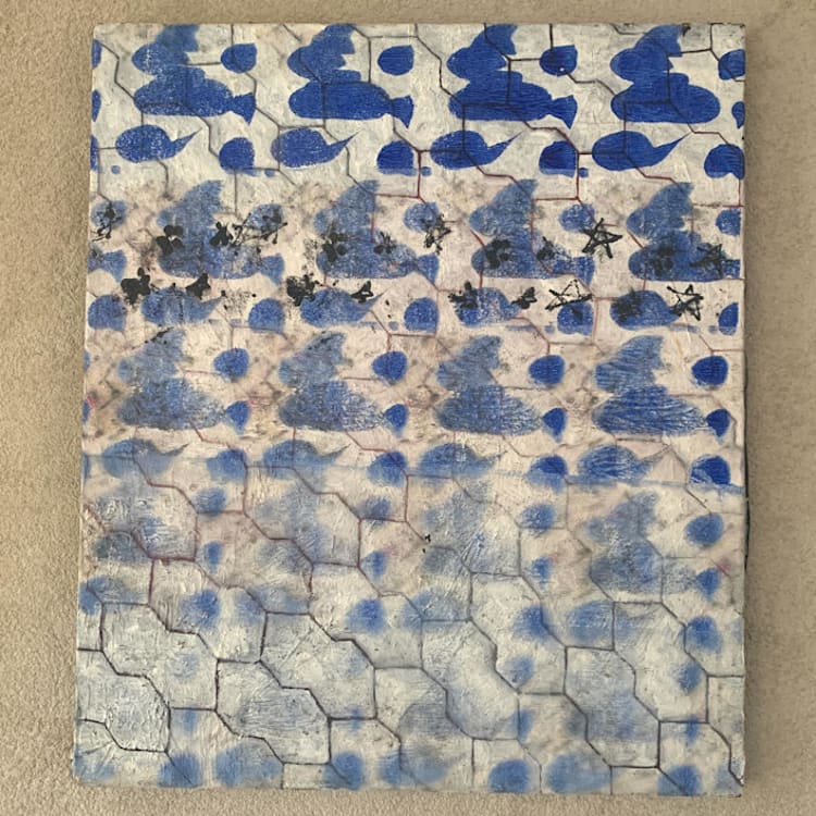 "Sky meets tile" - Original Painting in white by Nina Leth