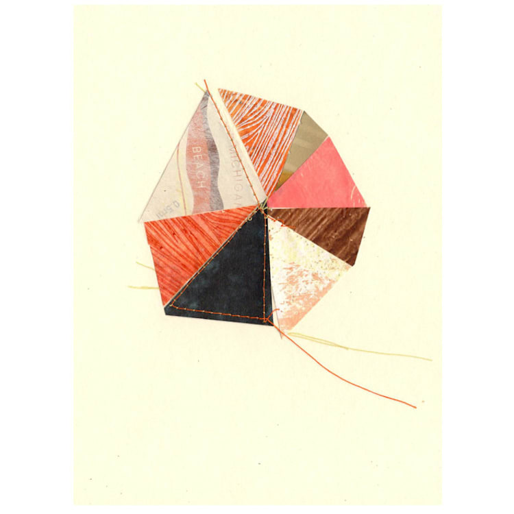 "Stitched Geode 6" - Original Painting in pink by christy dehoog johnson