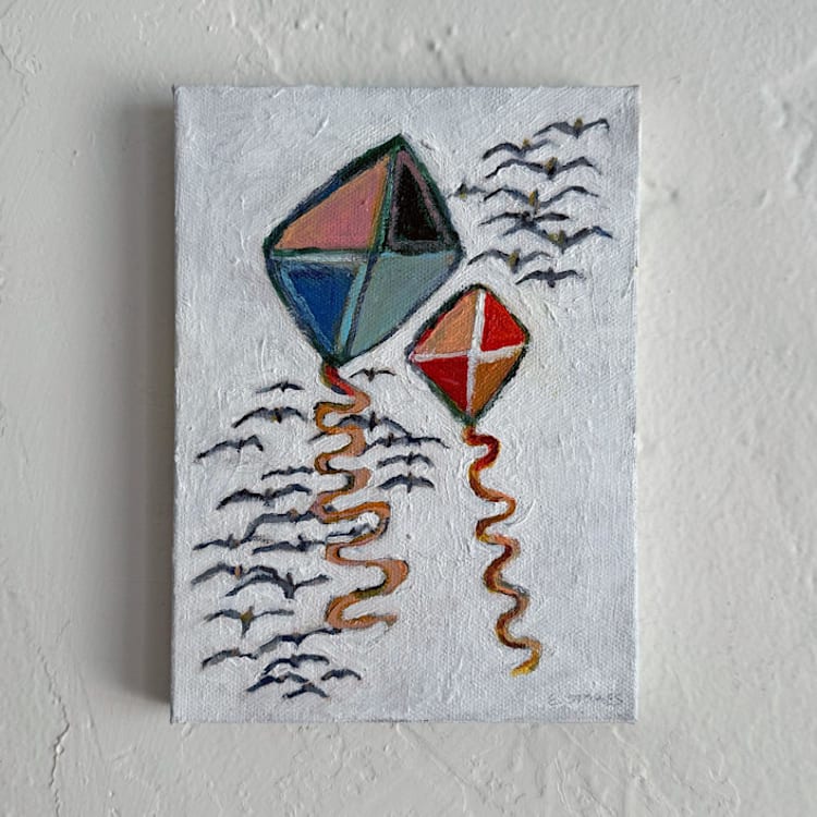 "Kites" - Original Painting in white by Elliot Stokes
