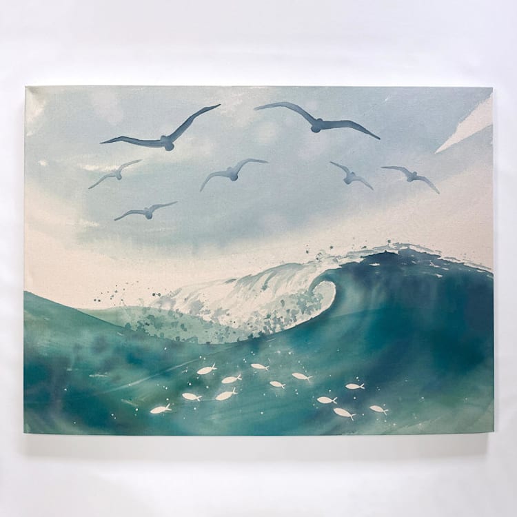 "The Sea Sings" - Original Painting in blue by Holly Whitcomb