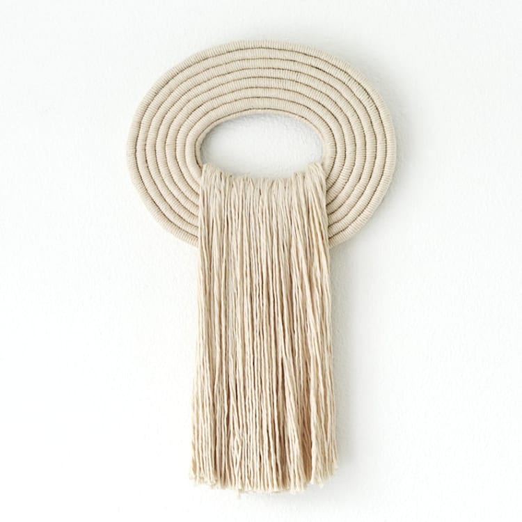 "Macrame wall hanging- Medium Ivory Crest" - Original Painting in natural by Bharti Trivedi
