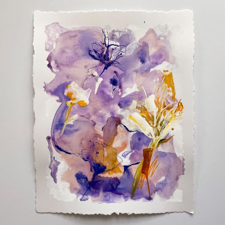 "A Purple Moment, Floral Painting" - Original Painting in multicolorassorted-colors by Suzanna Toole