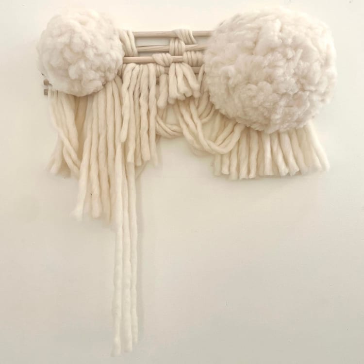 "Snow Cloud 2 Wall Hanging" - Original Painting in white by Anya Dinovich