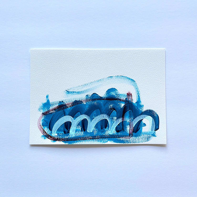 "jonquil" - Original Painting in blue by bari wieselman schulman