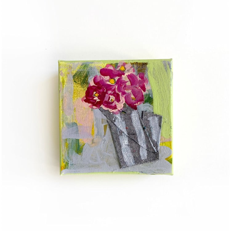 "Pitcher Bouquet" - Original Painting in green by Jessalin Beutler