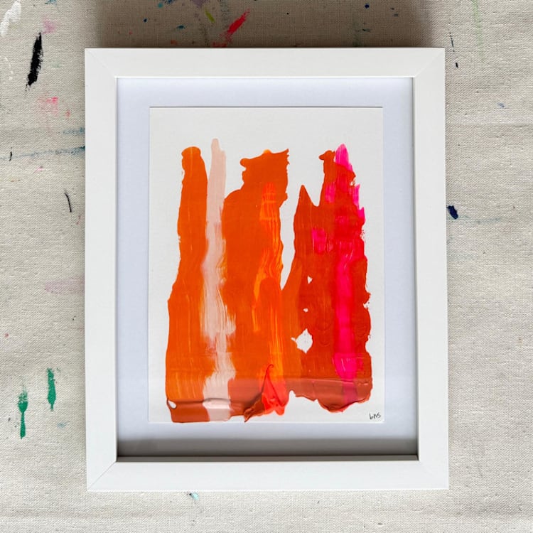 "Glimpse" - Original Painting in orange by bari wieselman schulman