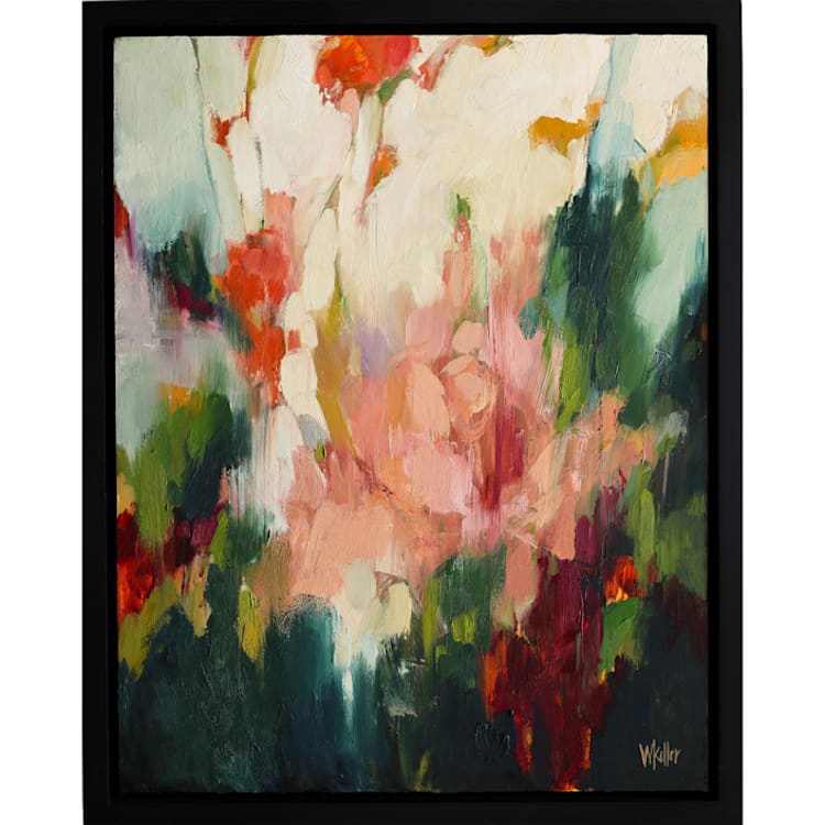 "Floral Abstract" - Original Painting in pink by Wendy Keller