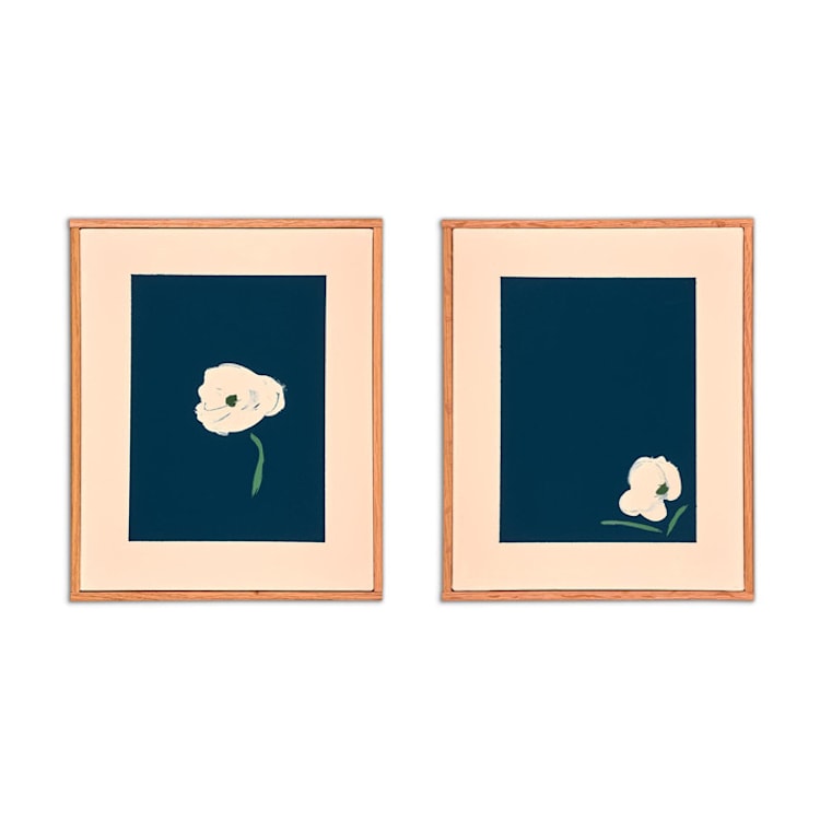 "Navy Floral Pair" - Original Painting in blue by Caryn Owen
