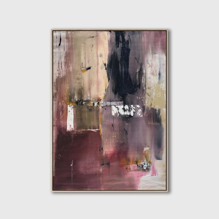 "Red Against Quiet" - Original Painting in red by Karine Tonial Grimm