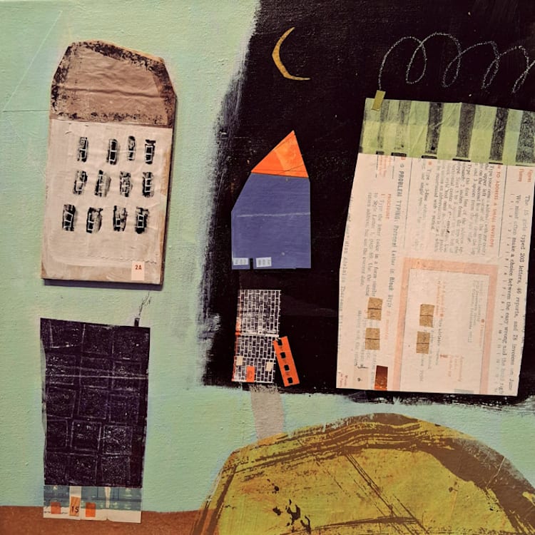 "Cityscape 2" - Original Painting in multicolor by christy dehoog johnson