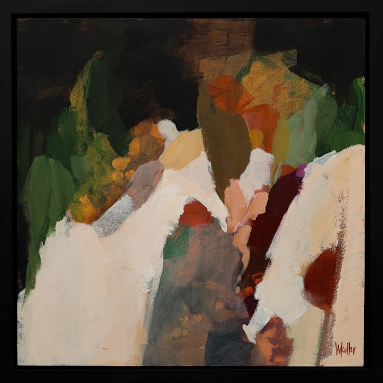 "Square Abstract No. 1" - Original Painting in green by Wendy Keller
