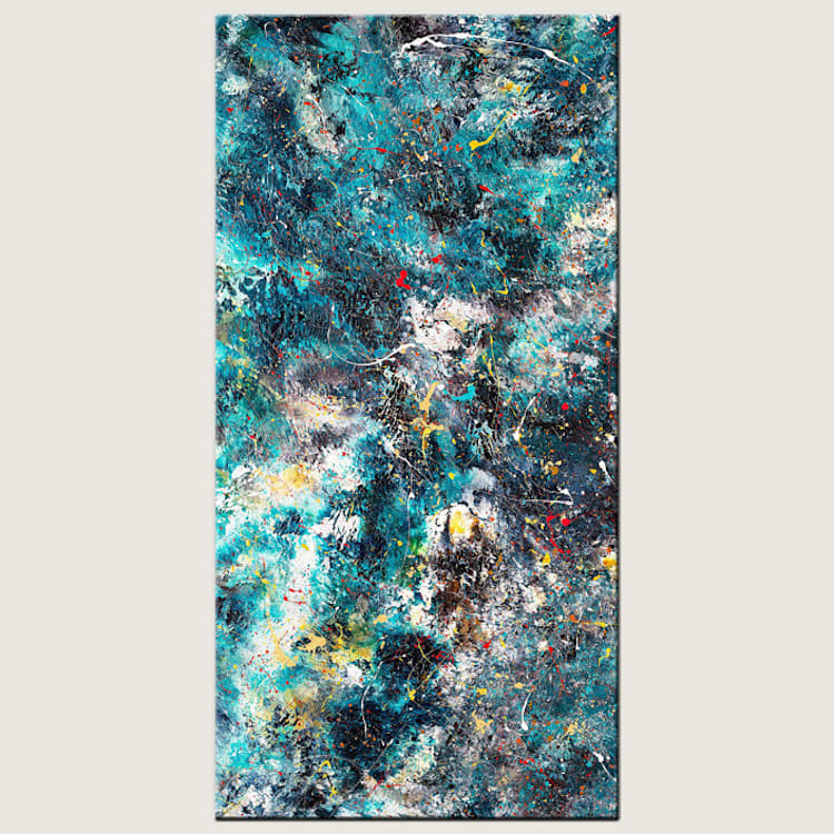 "Cosmos | Painting on Canvas | Hang Vertically or Horizontally" - Original Painting in blue by Carmen Guedez
