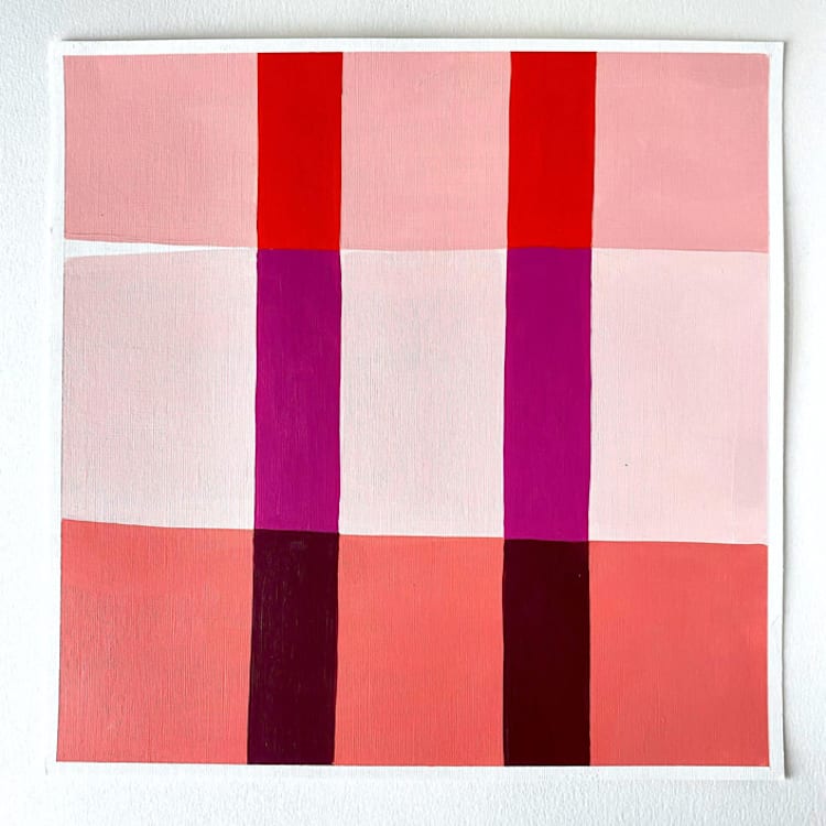 "Poppy Stripes Original Artwork" - Original Painting in multicolor by Katie Craig