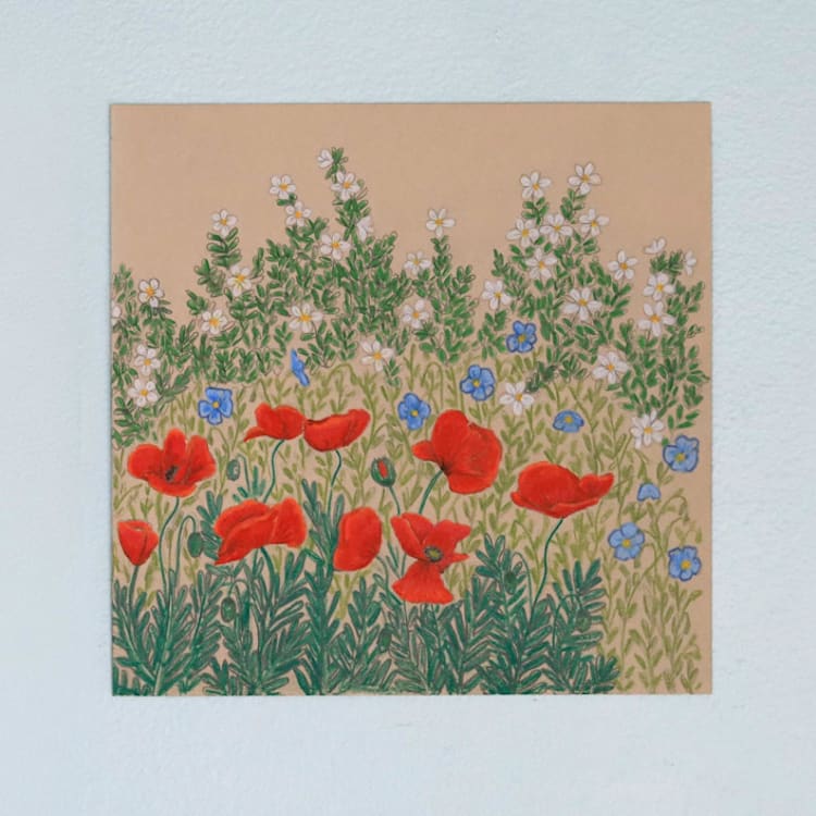 "Late Spring Morning II" - Original Painting in red by Janie Allen