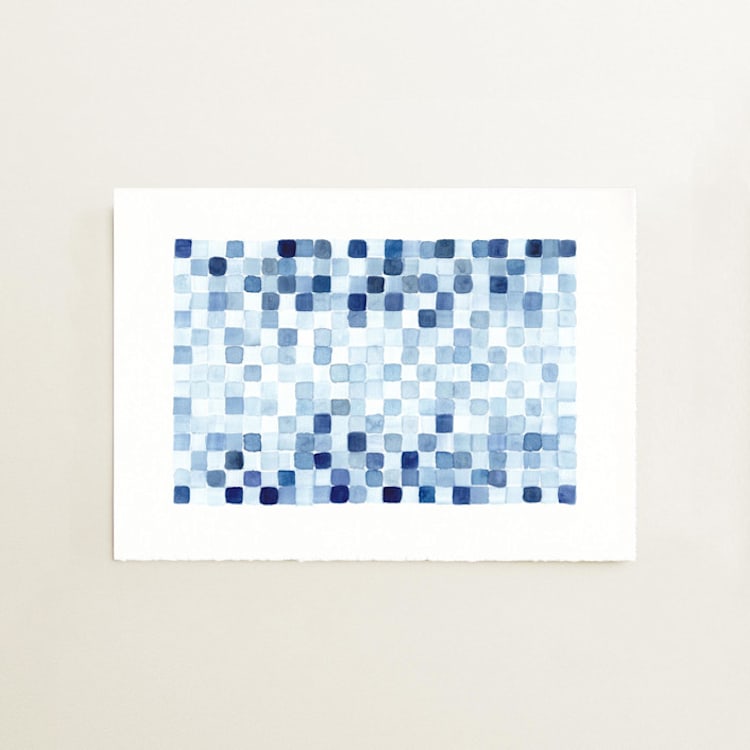 "Indigo Water Woven 02" - Original Painting in blue by Danushka Abeygoda