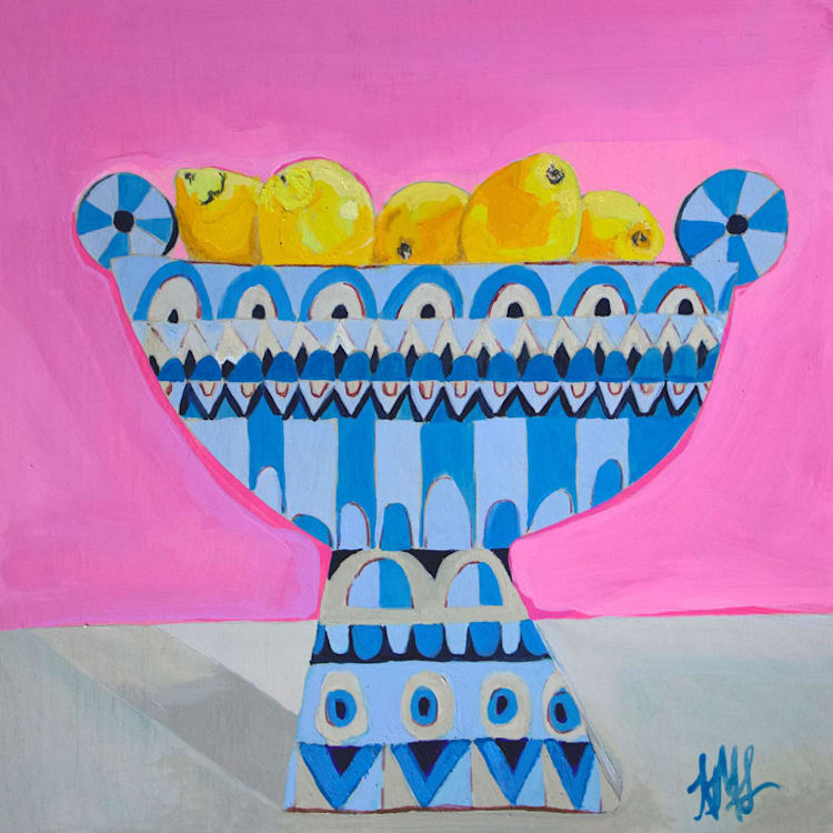 "Bowl of Lemons" - Original Painting in multicolorassorted-colors by Nicole Simms