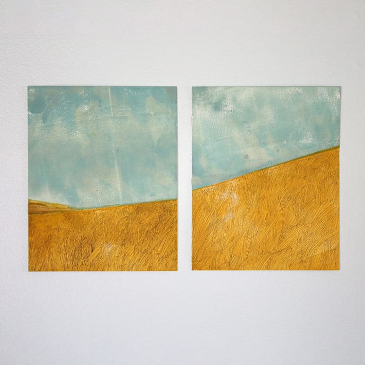 "Konza Prairie" - Original Painting in gold by Janie Allen