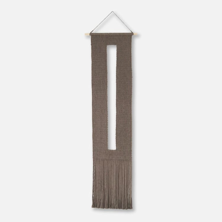 "Keyhole Fiber Art Wall Hanging in Chestnut" - Original Painting in brown by Bharti Trivedi