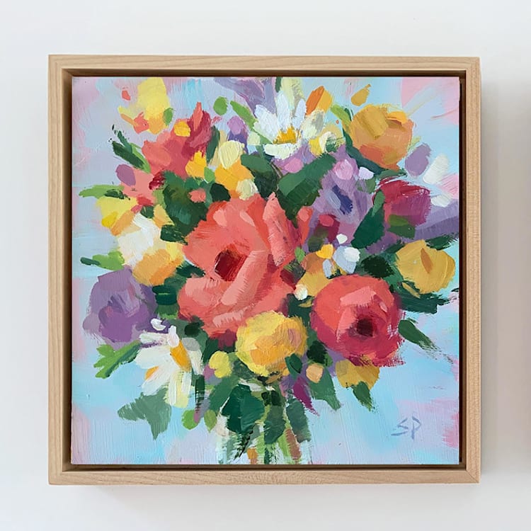 "Pick Me Up" - Original Painting in blue by sue prue