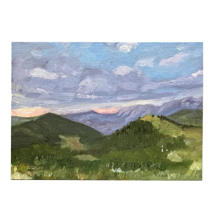 "mini mountain study" - Original Painting in green by Kat Roberts
