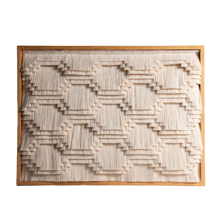 "Mictlan: Handcrafted Art Piece Inspired by Mixtec and Zapotec Cultures" - Original Painting in beige by Powered By People