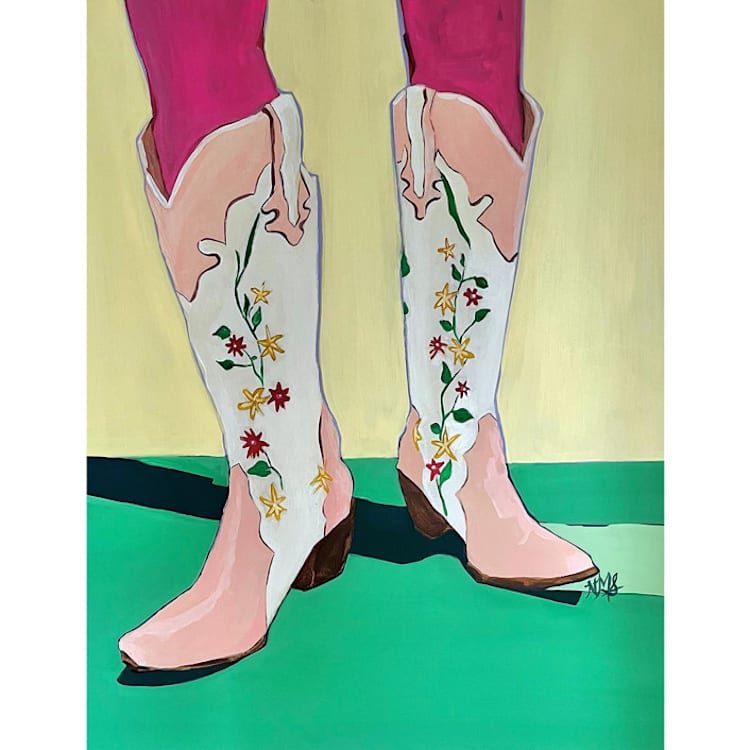 "Hot Pink Tights" - Original Painting in multicolorassorted-colors by Nicole Simms