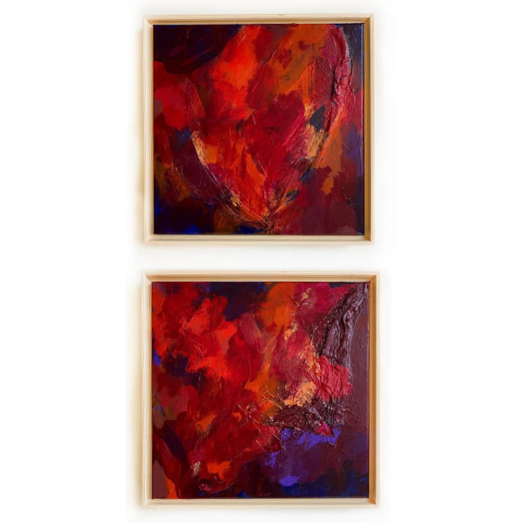 "Passionate Heart Pair" - Original Painting in red by Jessalin Beutler
