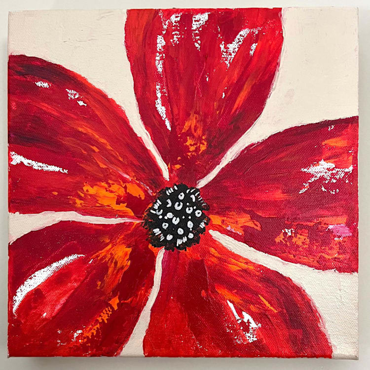 "Red Poppy" - Original Painting in red by Devika Keskar