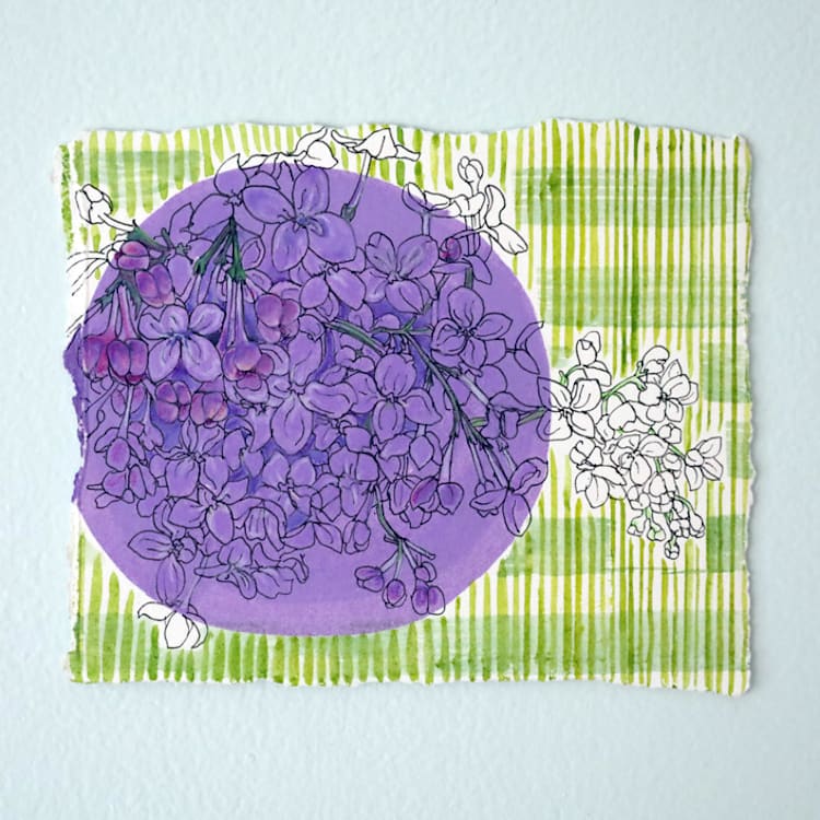 "Picture Perfect Lilac Picnic" - Original Painting in purple by Janie Allen
