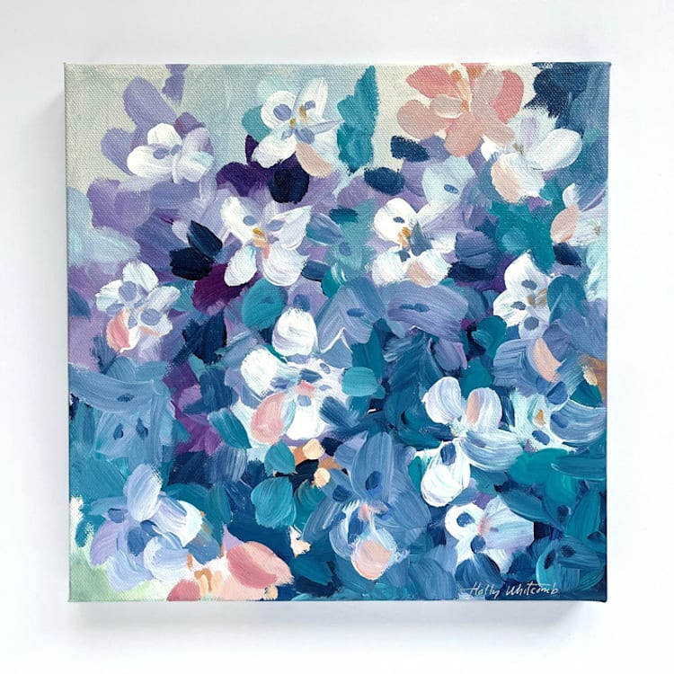 "'Colorado Blue Columbine'" - Original Painting in blue by Holly Whitcomb
