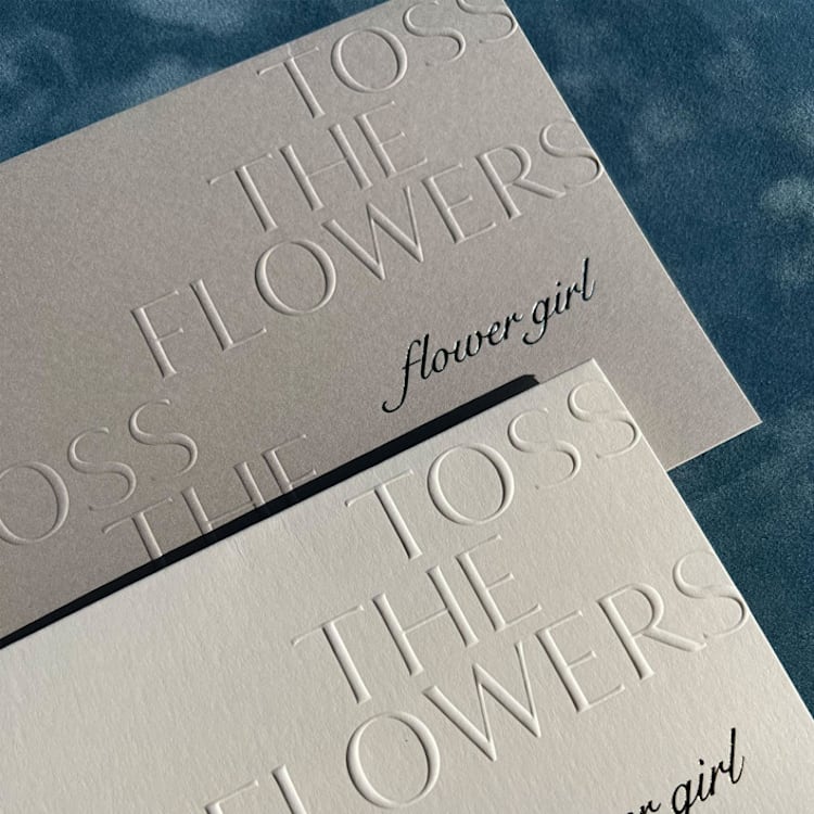 "Embossed & Hot Foil Flower Girl & Ring Bearer Cards" - Bridesmaid Gifts in gray by Eva Tadros
