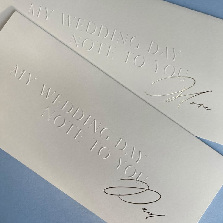 "Mom & Dad- Day of Wedding Cards, Set of 2" - Bridesmaid Gifts in white by Eva Tadros
