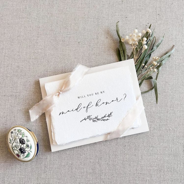 "Branch // deckled edge bridesmaid cards" - Bridesmaid Gifts in beige by Jen Simpson