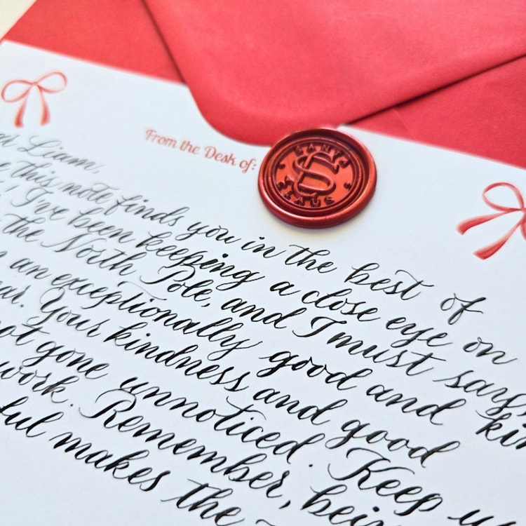 "Post Card from Santa- Handwritten Note from Santa- Personalized with Child's Name" - Bridesmaid Gifts in multicolor by Inkspiringletters