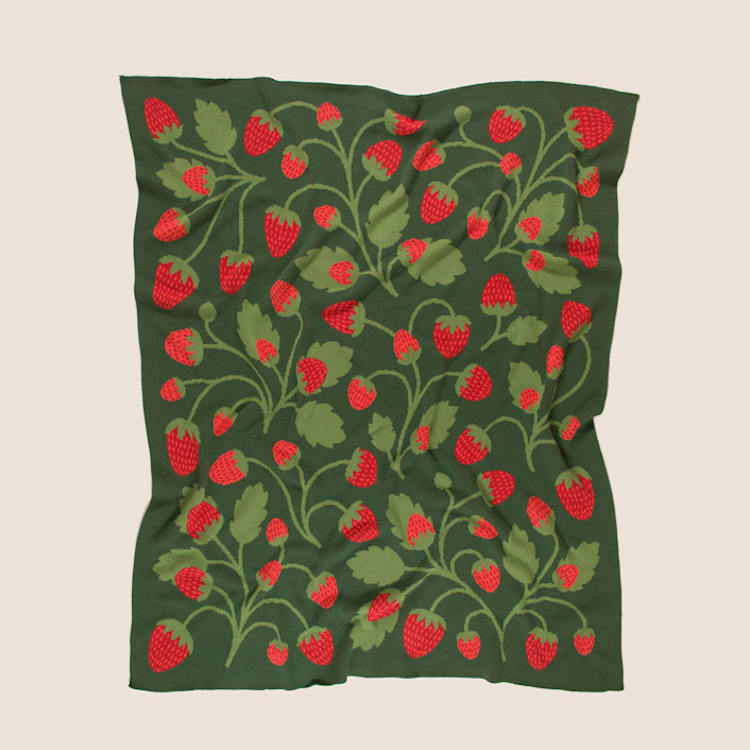 "Strawberry Throw Blanket" - Blankets and Throws in blue by Superstitchous