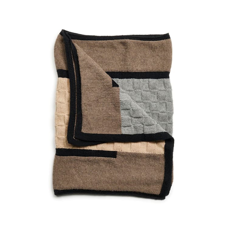 "Muhu Brown Gray Alpaca Throw" - Blankets and Throws in multicolor by Anjali Purohit