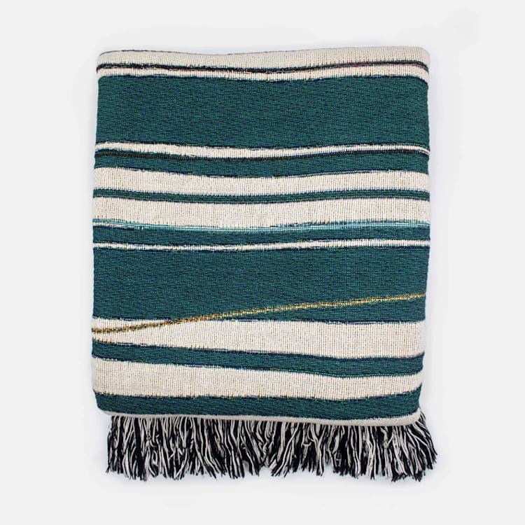 "Holiday Stripe-Mint" - Blankets and Throws in green by Karbon Market