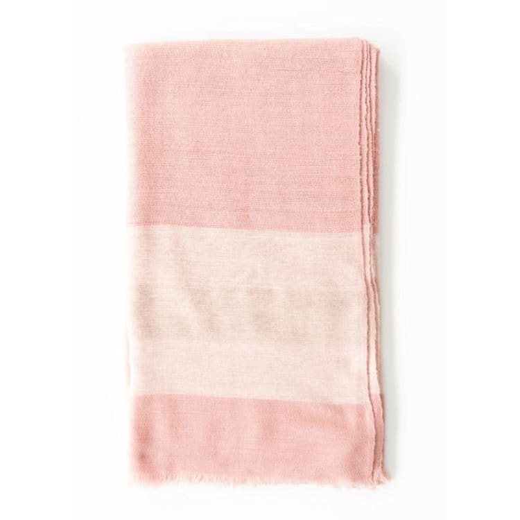 "Rosa Merino Pink Pastel Large Plush Handwoven Throw / Blanket / Bedspread" - Blankets and Throws in pink by Anjali Purohit