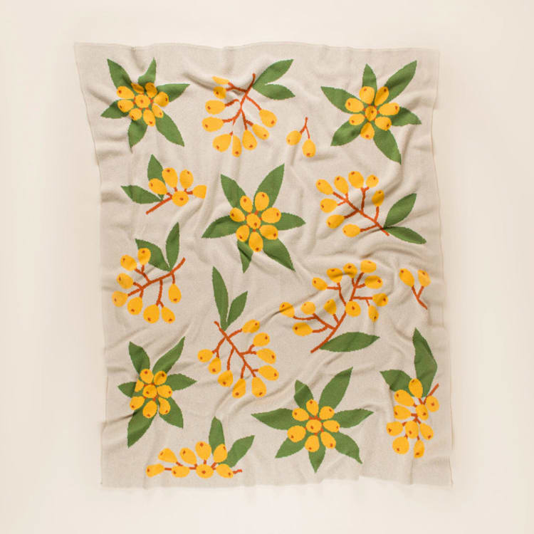 "Loquat Throw Blanket" - Blankets and Throws in yellow by Superstitchous