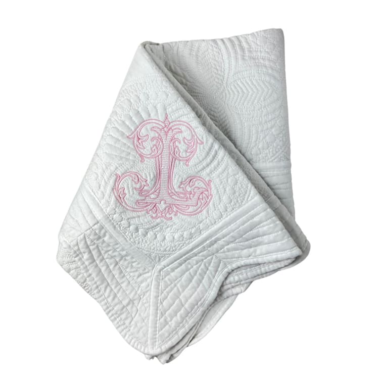 "Monogram Heirloom Baby Quilt" - Blankets and Throws in white by Virginia Marcello