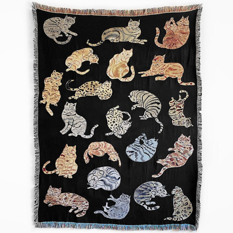 "Night Cats Blanket" - Blankets and Throws in black by Olivia Wendel