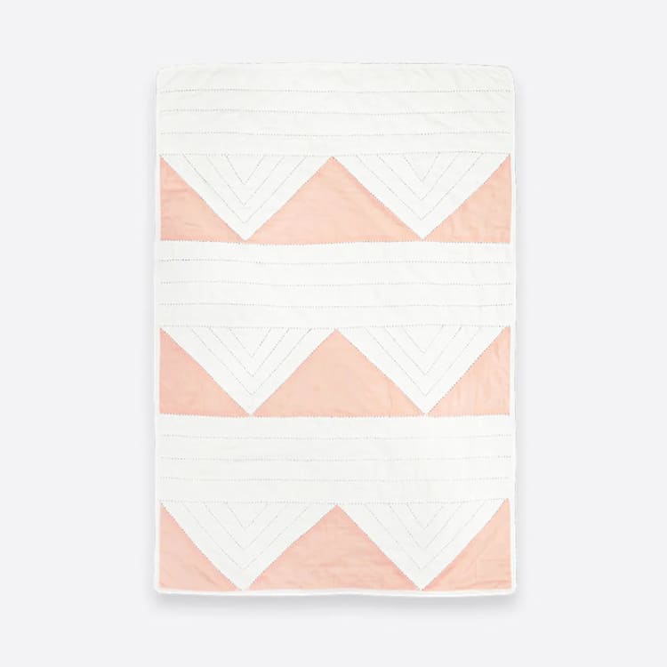 "Small Triangle Quilt Throw - Pink" - Blankets and Throws in pink by Anchal